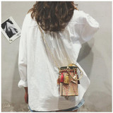 Fringe Barrel Chain Crossbody Woven Bag