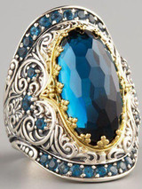 Bohemian Classic Carved Sapphire Zircon Ring