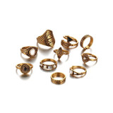 10Pcs Fashion Leaf Stone Vintage Crystal Knuckle Rings