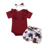 Newborn Baby Girls Clothes Sets 2020 Summer Short Sleeve Bowtie Romper+Shorts Dress+Headband Infant baby girl clothing outfit Newborn Baby Girls Clothes Sets 2020 Summer Short Sleeve Bowtie Romper+Shorts Dress+Headband Infant baby girl clothing outfit