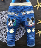 2017 New Cartoon Printed Baby Boys Denim Pants Elastic Waist Casual Toddler Kids Girls Trousers
