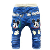2017 New Cartoon Printed Baby Boys Denim Pants Elastic Waist Casual Toddler Kids Girls Trousers
