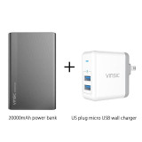 Vinsic 5V/3A 20000mAh Type-C Fast Charge Power Bank Dual Smart USB & Type-C Outputs External Battery