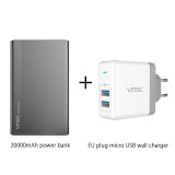 Vinsic 5V/3A 20000mAh Type-C Fast Charge Power Bank Dual Smart USB & Type-C Outputs External Battery