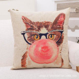 Cute Lovely Cat Decorative Cushion Cover Cotton Linen Square Throw Pillow Cover 45x45CM Pillow Case Cute Lovely Cat Decorative Cushion Cover Cotton Linen Square Throw Pillow Cover 45x45CM Pillow Case
