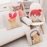 Cute Lovely Cat Decorative Cushion Cover Cotton Linen Square Throw Pillow Cover 45x45CM Pillow Case Cute Lovely Cat Decorative Cushion Cover Cotton Linen Square Throw Pillow Cover 45x45CM Pillow Case