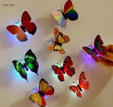 ISHOWTIENDA 10 PCS 3D Wall Stickers Lifelike Butterfly Powered LED Lights Wall Stickers 3D House