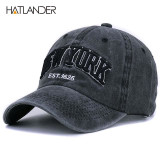 [HATLANDER]Sand washed 100% cotton baseball cap hat for women men vintage dad hat NEW YORK