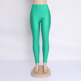 Hot Selling 2018 Plus Size Fluorescent Color Women Leggings Elastic Leggings Multicolor Shiny Glossy