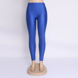 Hot Selling 2018 Plus Size Fluorescent Color Women Leggings Elastic Leggings Multicolor Shiny Glossy