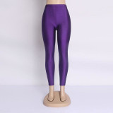 Hot Selling 2018 Plus Size Fluorescent Color Women Leggings Elastic Leggings Multicolor Shiny Glossy