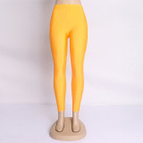 Hot Selling 2018 Plus Size Fluorescent Color Women Leggings Elastic Leggings Multicolor Shiny Glossy