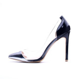 GENSHUO Women Pumps 2018 Transparent 11cm High Heels Sexy Pointed Toe Slip-on Wedding Party Shoes