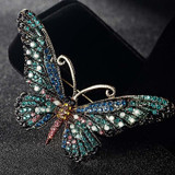 Blucome Fashion Women Butterfly Brooches Pins For Women Perfect Rhinestone Crystal Hijab Pins And