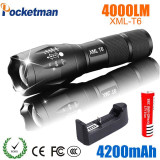 2018 LED Flashlight 18650 torch waterproof  rechargeable  XM-L T6 4000LM 5 mode led Zoomable light