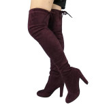 Top Faux Suede Women Thigh High Boots Stretch Slim Sexy Fashion Over the Knee Boots Female Shoes