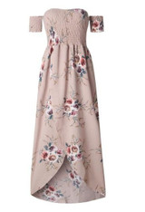 Boho style long dress women Off shoulder beach summer dresses Floral print Vintage chiffon white
