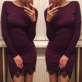 2017 Women Casual Dress Fit Ladies Elegant lace solid bodycon dress Christmas evening party long