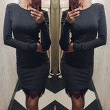 2017 Women Casual Dress Fit Ladies Elegant lace solid bodycon dress Christmas evening party long