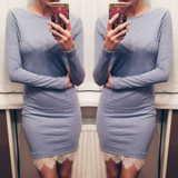 2017 Women Casual Dress Fit Ladies Elegant lace solid bodycon dress Christmas evening party long