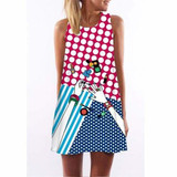 2018 Summer Dress Women Floral Print Chiffon Dress Sleeveless Boho Style Short Beach Dress Sundress