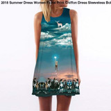 2018 Summer Dress Women Floral Print Chiffon Dress Sleeveless Boho Style Short Beach Dress Sundress