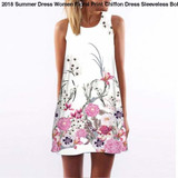 2018 Summer Dress Women Floral Print Chiffon Dress Sleeveless Boho Style Short Beach Dress Sundress