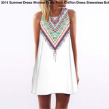 2018 Summer Dress Women Floral Print Chiffon Dress Sleeveless Boho Style Short Beach Dress Sundress