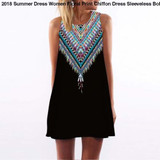 2018 Summer Dress Women Floral Print Chiffon Dress Sleeveless Boho Style Short Beach Dress Sundress