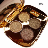 Professional Eye Makeup 4 Colors Palette Gold Smoky Diamond Bright Glitter Eye Shadow