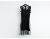 VenusFox Womens High Waist Sleeveless Lace Elegant Knee-length Dress