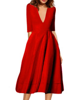 VenusFox Women Vintage Casual Sexy V Neck Long Party Dresses Plus Size VenusFox Women Vintage Casual Sexy V Neck Long Party Dresses Plus Size