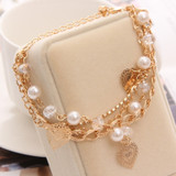 Women Fashion Jewelry Gold Color Heart Butterfly Charm Bracelets