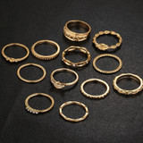 Women 12 pc/set Vintage Boho Charm Gold Color Midi Finger Party Punk Jewelry Ring Set