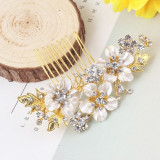 Wedding Headdress Floral Elegant Hair Pearl Hairpin Hair Accessories for Bride Crystal Crown Wedding Headdress Floral Elegant Hair Pearl Hairpin Hair Accessories for Bride Crystal Crown