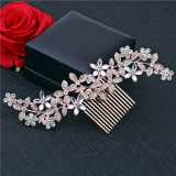 Wedding Headdress Floral Elegant Hair Pearl Hairpin Hair Accessories for Bride Crystal Crown Wedding Headdress Floral Elegant Hair Pearl Hairpin Hair Accessories for Bride Crystal Crown