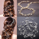 Wedding Headdress Floral Elegant Hair Pearl Hairpin Hair Accessories for Bride Crystal Crown Wedding Headdress Floral Elegant Hair Pearl Hairpin Hair Accessories for Bride Crystal Crown