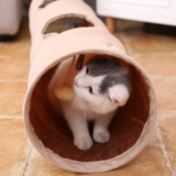 Pet Tunnel Long 120cm 2 Holes Cat Teaser Hide Tunnel Toys With Ball Collapsible Cat Tunnel