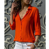 VenusFox Long Sleeve Turn-down Collar Women Blouse