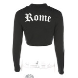 VenusFox Women Turtleneck Rome Letter Printed Long Sleeve Sweatshirt
