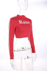 VenusFox Women Turtleneck Rome Letter Printed Long Sleeve Sweatshirt