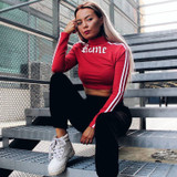 VenusFox Women Turtleneck Rome Letter Printed Long Sleeve Sweatshirt