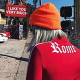 VenusFox Women Turtleneck Rome Letter Printed Long Sleeve Sweatshirt