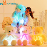 BOOKFONG 50cm Creative Light Up LED Teddy Bear Stuffed Animals Plush Toy Colorful Glowing Teddy Bear