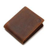 2017 Vintage Crazy Horse Handmade Leather Men Wallets Multi-Functional Cowhide Coin Purse Genuine