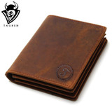 2017 Vintage Crazy Horse Handmade Leather Men Wallets Multi-Functional Cowhide Coin Purse Genuine