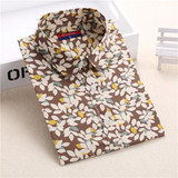 Dioufond New Floral Long Sleeve Vintage Blouse Cherry Turn Down Collar Shirt Blusas Feminino Ladies