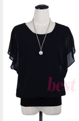 New Womens Tops Fashion 2017 Women Summer Chiffon Blouse Plus Size Ruffle Batwing Short Sleeve