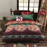 Bohemian Style Bedding set Floral Printed Bed linens Twin Queen King Size 4pcs Duvet Cover Flat