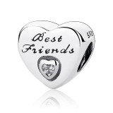 100% Authentic 925 Sterling Silver Heart Shape Charm Beads Fit pandora Charm Bracelet DIY Original